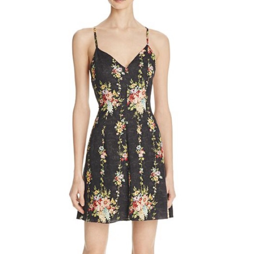 Alice + Olivia Black Floral Mini Dress